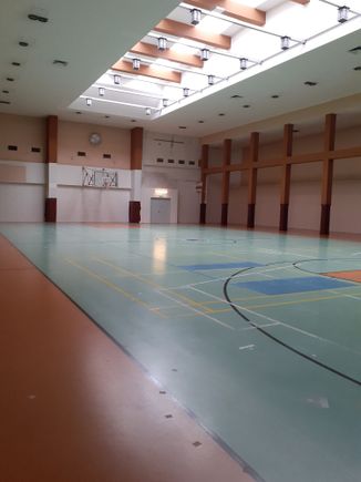 Basketball court at the top of the building when the airport was under US control