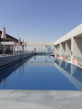 Roof top pool ( when swimming you are looking towards the Dubai frame and burj Khalifa)