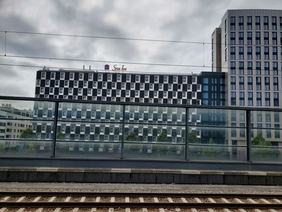 The place we stayed at the first night - would have been a railfan's delight had we got an upper floor room facing the train station *shrug*