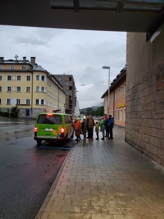 Some other passengers from our train (or the train before) "commandeering" a van to get to their destination post haste!