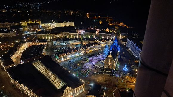 View of the main square and arcade at night from the Domtoren. Beautiful