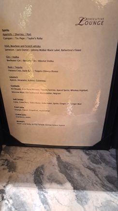 Drinks menu