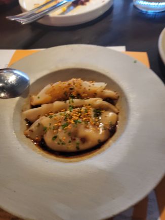 Tofu and butternut squash dumplings