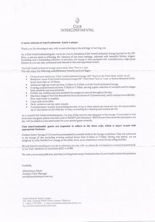 Welcome Letter / IC Kuala Lumpur