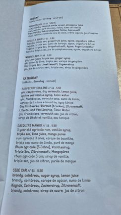 Each day has a different selection of cocktails. 