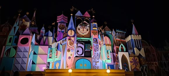 The facade of Its a small world ( still working though the ride was closed)