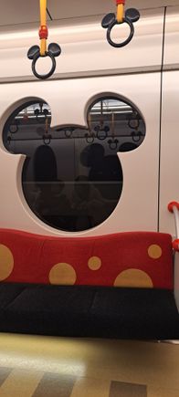 Windows and handrails on the Disney resort liner ( some trains were decorated for christmas- photos tomorrow)