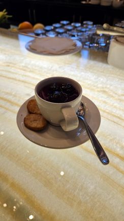 White Chocolate Panacotta, Cherries & Sable Biscuit.
