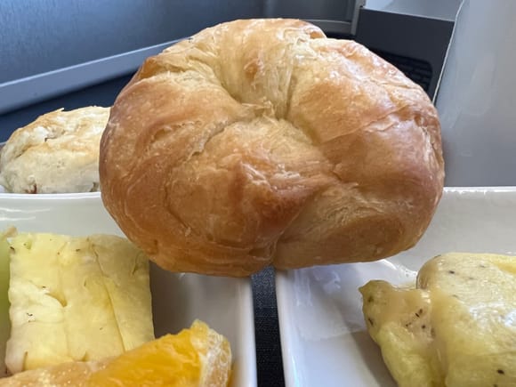 I asked if I could have a croissant too, and the flight attendant said yes.