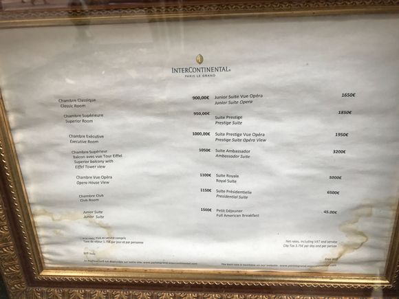 BONUS: rackrate published at hotelentrance (required by French law)