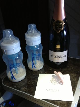 Gustavmahler - congratulations on your impending arrivals! My twins first flight was Qatar F courtesy bmi Diamond Club....then the following year our 2 month old daughter on her first flight BA F + by then 18month twins! Best advice is start flying as early as possible plus Baby Olbas Oil. Dab a few drops on the kids clothes 30mins prior to take off and descent, works like a dream for little ears and air pressure changes. PS. Other F pax and crew on both flights were great!