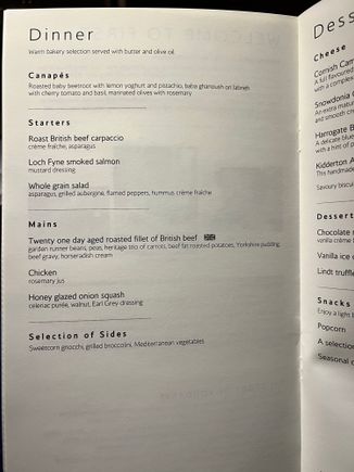 BA 105 LHR-DBX on 26th Feb - sadly my choice for  the main course- 21 day aged beef - was not up to scratch.