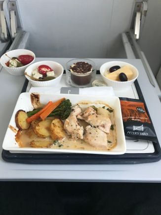 Chicken in a morel sauce. NAP - LGW 15th October 2018. Unimpressed, starter was like something from Tesco Express. Main was unadventurous and over cooked. Crew were decent.