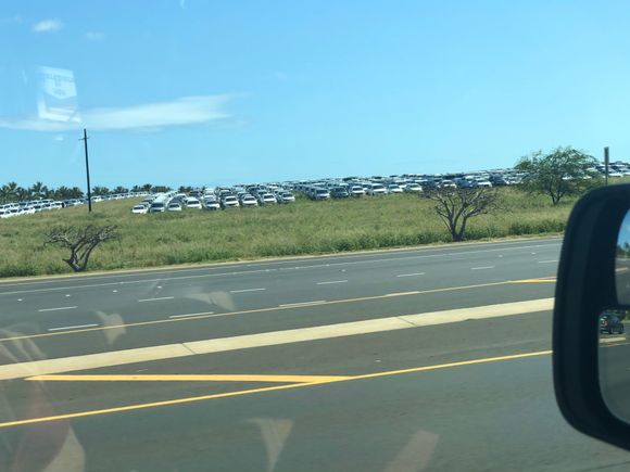 Some of the parked rental cars at OGG today.  

Lowe’s was packed, Target looked pretty busy as well as Home Depot.