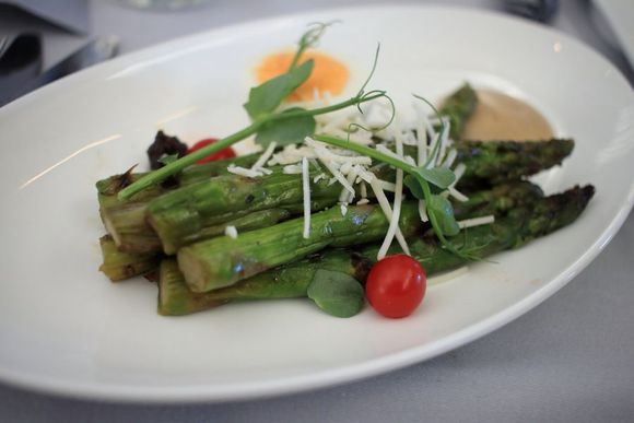 Char-grilled asparagus