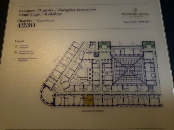 Room #4230 is on the fourth floor with view of rue capucines 