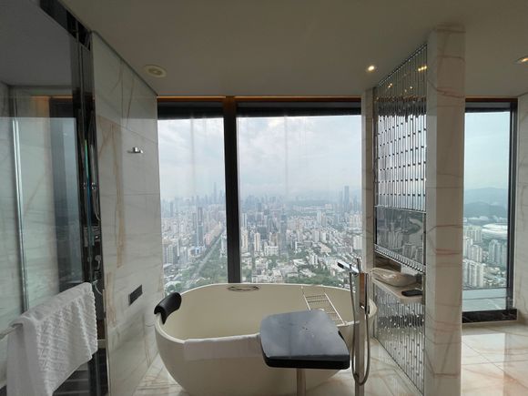 Bathtub with View of City Center