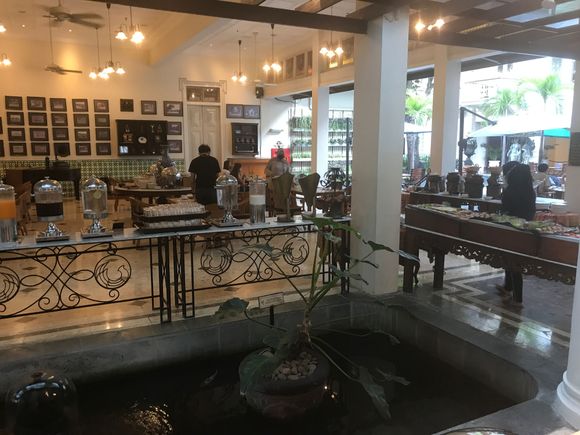 Buffet wraps around the koi pond