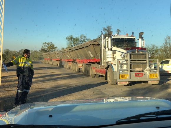 “Give way to road trains”