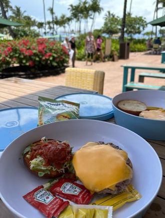 Cheeseburger at Hale Nulu, poolside cafe at Grand Hyatt Kaua’i 