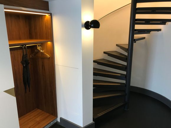 This is the spiral staircase to the upper floor