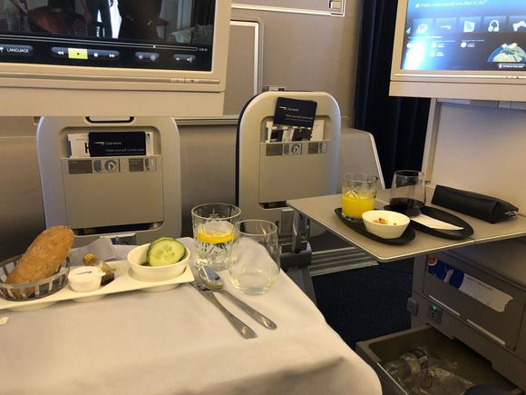 Two tables, two IFE screens...