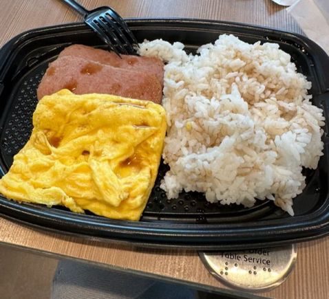 Local breakfast at McDonald’s in LIH. Spam, eggs and rice. 