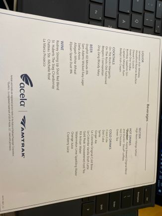 Drinks menu