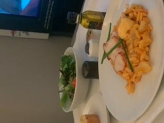 Lobster appetizer and salad: lots of orzo so quite filling but tasty