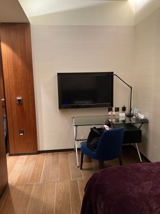 Flat screen TV and desk