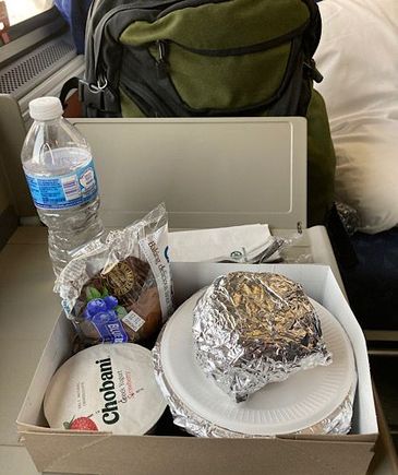 I ordered a breakfast sandwich, yogurt, and a muffin, then overheard the car attendant mention to my nextdoor neighbor there were also breakfast bowls, so I added one to my order. 