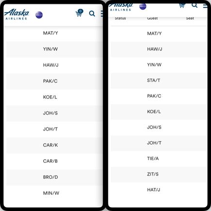 Repeat for this upcoming Wednesday from PDX to EWR … the top 7 on the list going are coming back same flight. Interesting that 2 and 3 are flipped on the way back. This must be where fare class comes into play.