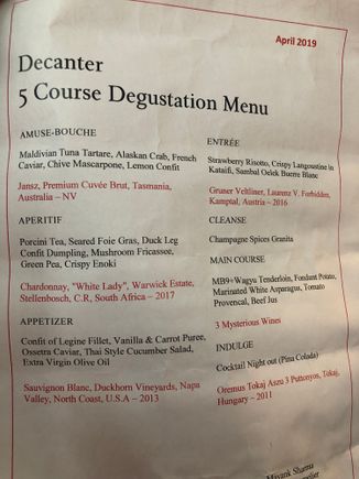 This is the current menu at Decanter.  We had a blast at the dinner. Had a lively bunch of people made for an enjoyable night. 