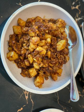Chye tau kuay with black sweet sauce