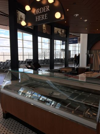 Gelato case at Angelo Brocato is ready for action