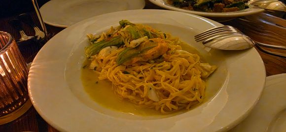 tagliolini - jumbo blue crab, squash blossoms