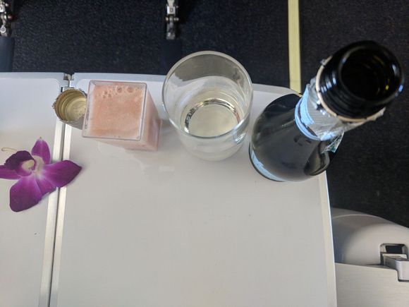 Having the smoothie (which should have been served first) with proseccco after the meal