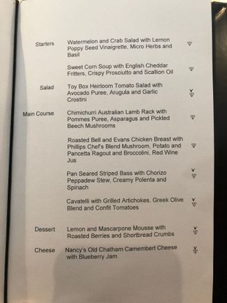 Jfk July menu 