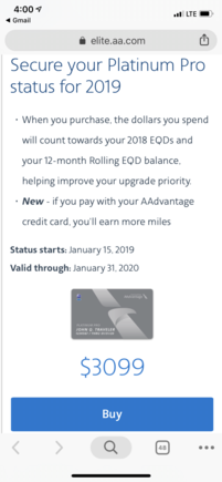 Offer today - applies to 2018 stats to boost from Plat to Plat Pro ... seems very overpriced
