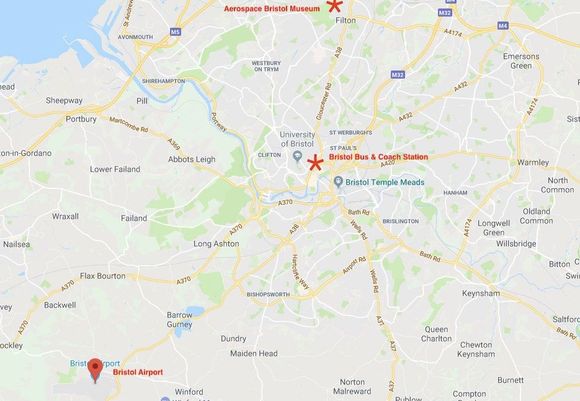 Distances and General Locations of City Centre, Museum, Airport, Coach and Rail stations.