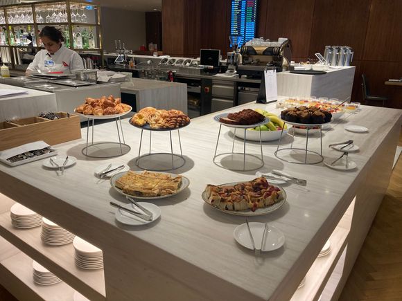 Qantas buffet downstairs in restaurant seating area