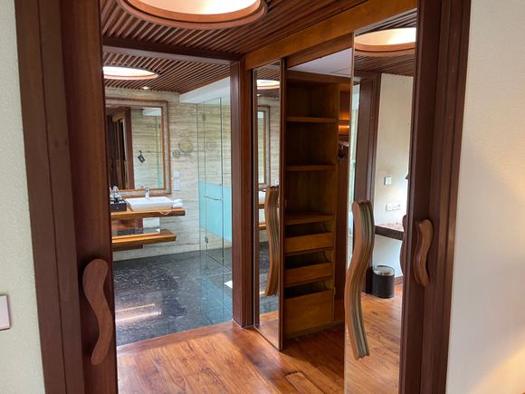Indoor shower on the right after the walk in closet 