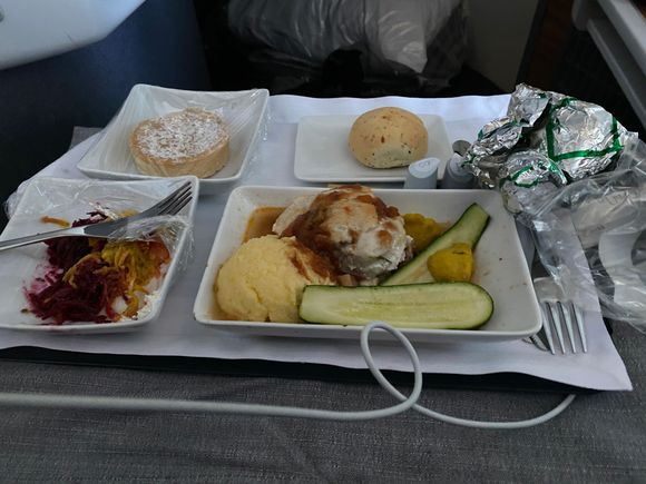 Miami to LAX yesterday.  Prob the worst warm meal I’ve had from them in the last 18 months.  Luckily I had my full at the FL.  It was a chicken dish 
