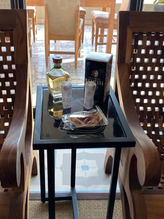 Free tequila and snacks