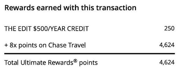 This is the reward detail at the bottom of the posted transaction when the booking was booked.  The Edit credit is posted to the statement the following day.