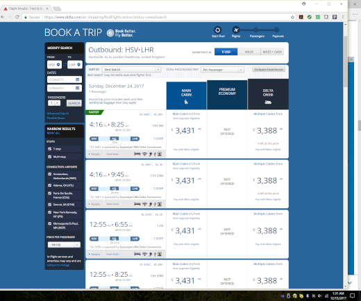D1 cheaper than Main Cabin... again.