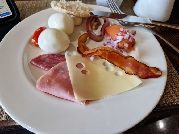 My $55.74 breakfast plate (I also had a cup of coffee although the server brought the whole pot to my table).