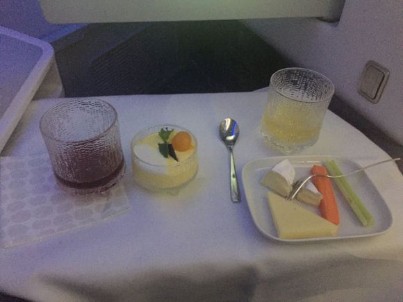 Mango mousse with coconut and cheese