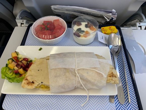 According to BA, or Do&Co, this is an onion bhaji.  Hmmm