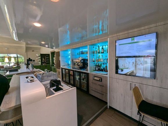 Bar with special small glasses for welcome beer